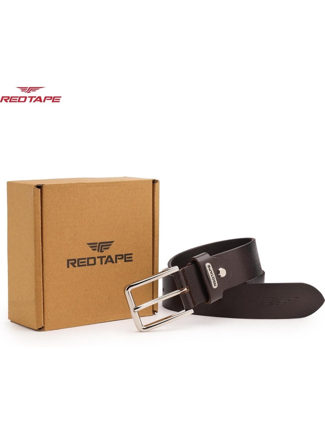 RED TAPE Men Formal Brown Genuine Leather Belt