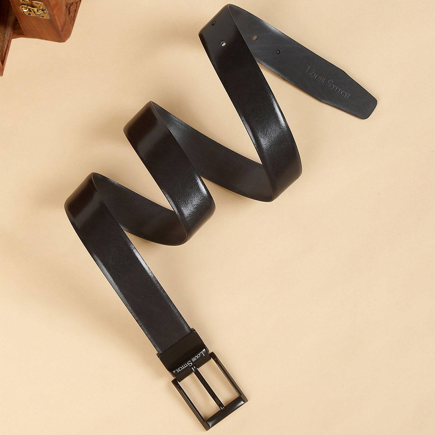 Image of LOUIS STITCH Men Formal Black, Grey Genuine Leather Reversible Belt