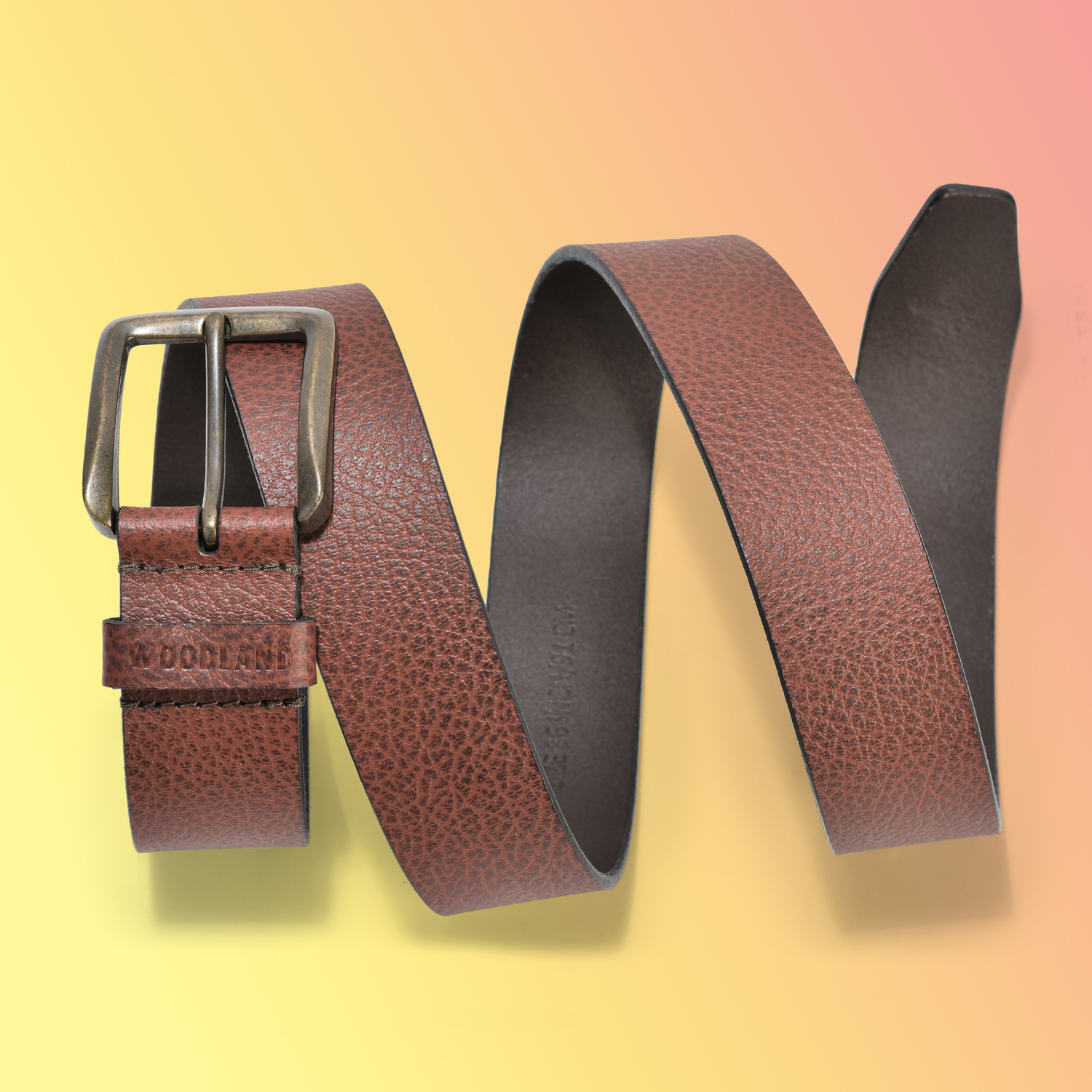 Image of WOODLAND Men Casual Tan Genuine Leather Belt