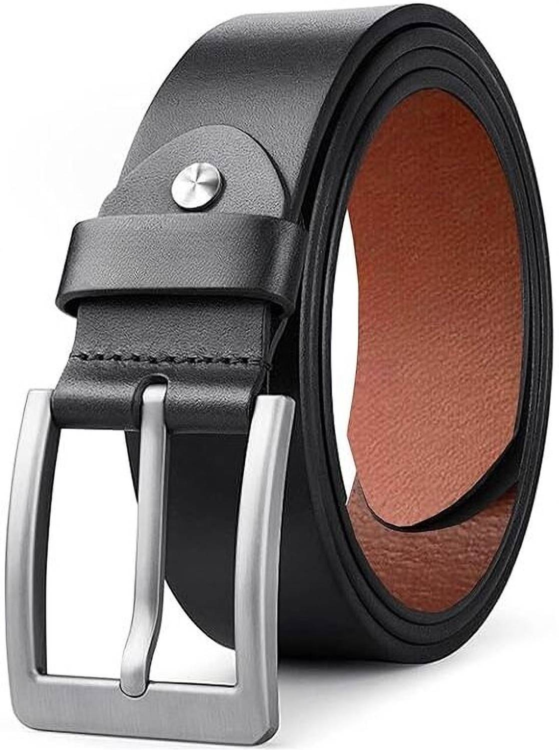ROVERSOLE Men Black Brown Genuine Leather Belt