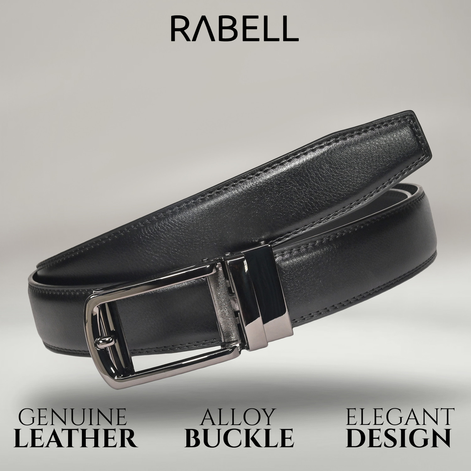Image of RABELL Men Formal, Casual Black Genuine Leather Belt