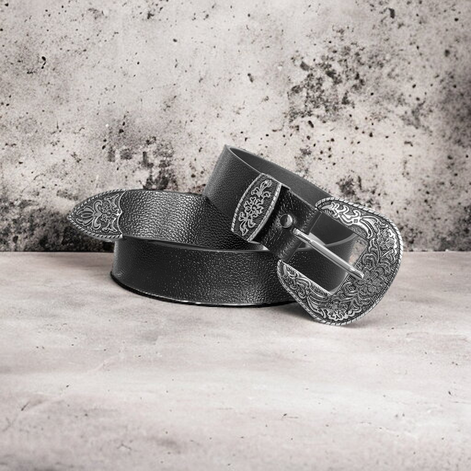 Image of ROYAL CKIN Men Formal, Casual, Evening, Party Black Genuine Leather Belt