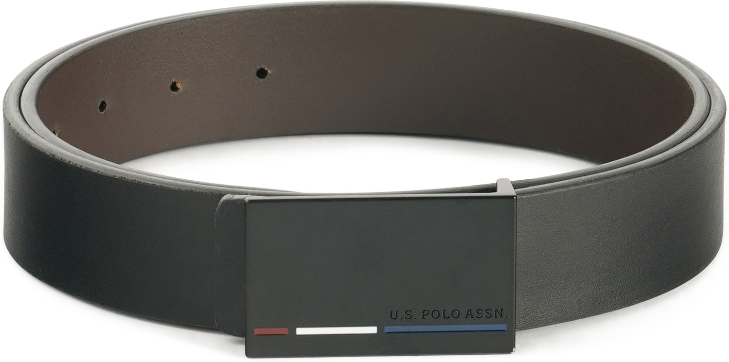 Image of U.S. POLO ASSN. Men Casual Black Genuine Leather Reversible Belt