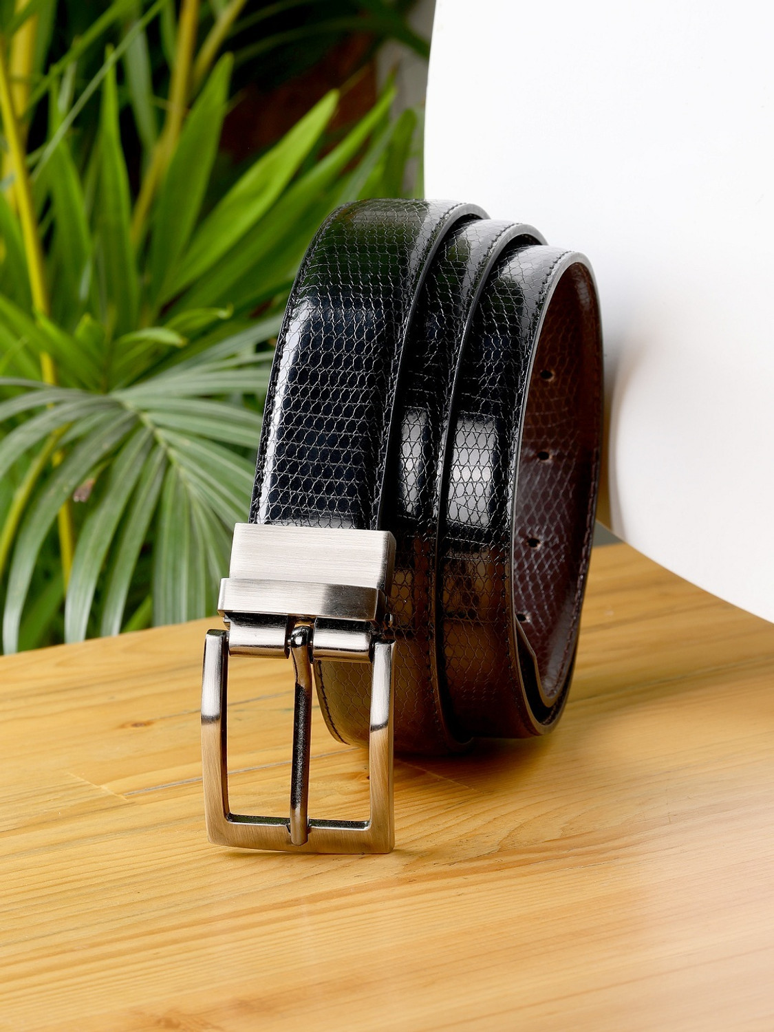 Image of Roadster Men Casual, Formal Black Texas Leatherite Reversible Belt