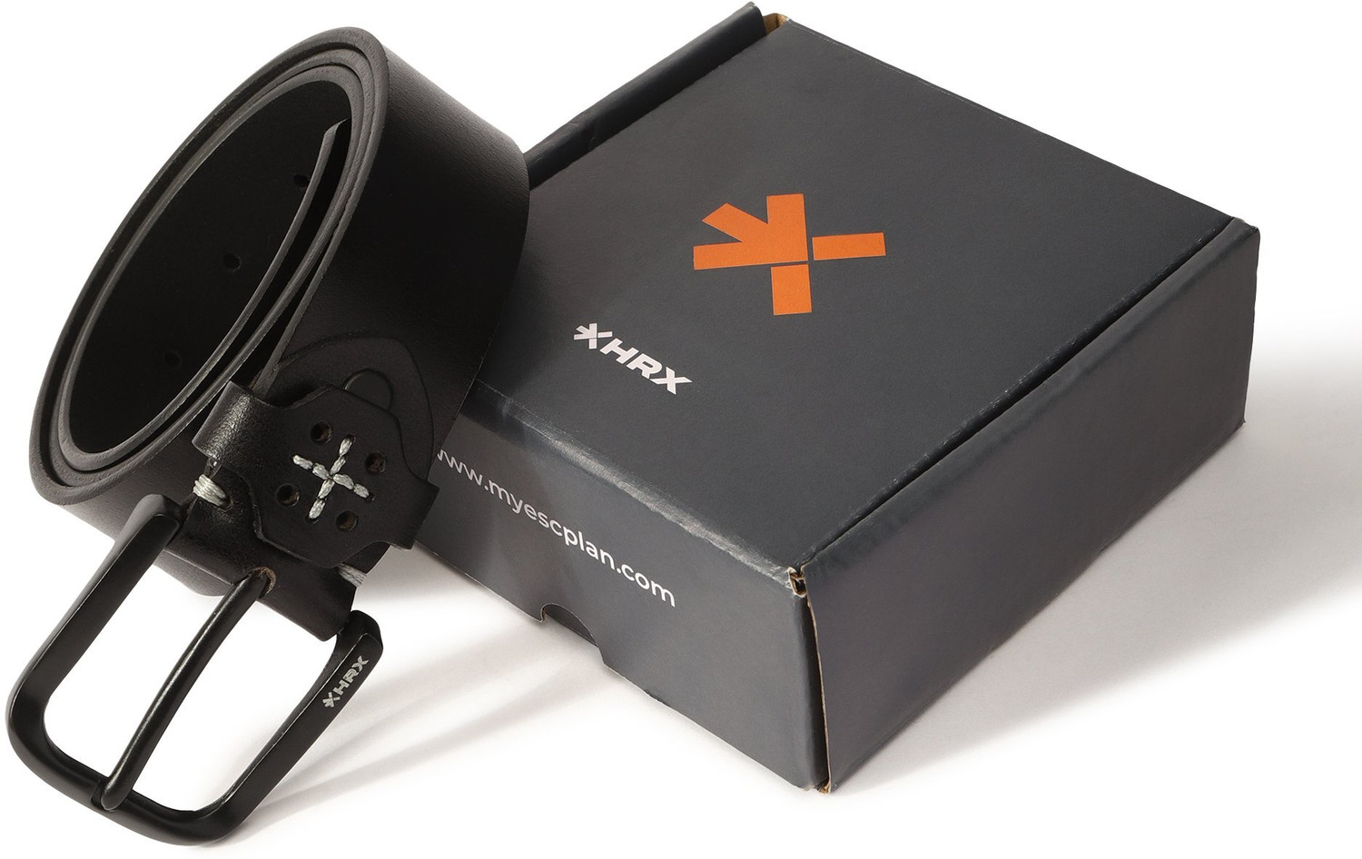 Image of HRX by Hrithik Roshan Men Casual Black Genuine Leather Belt