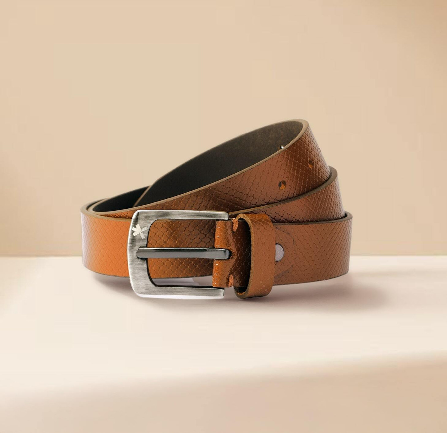 Image of HRX by Hrithik Roshan Men Casual Tan Genuine Leather Belt