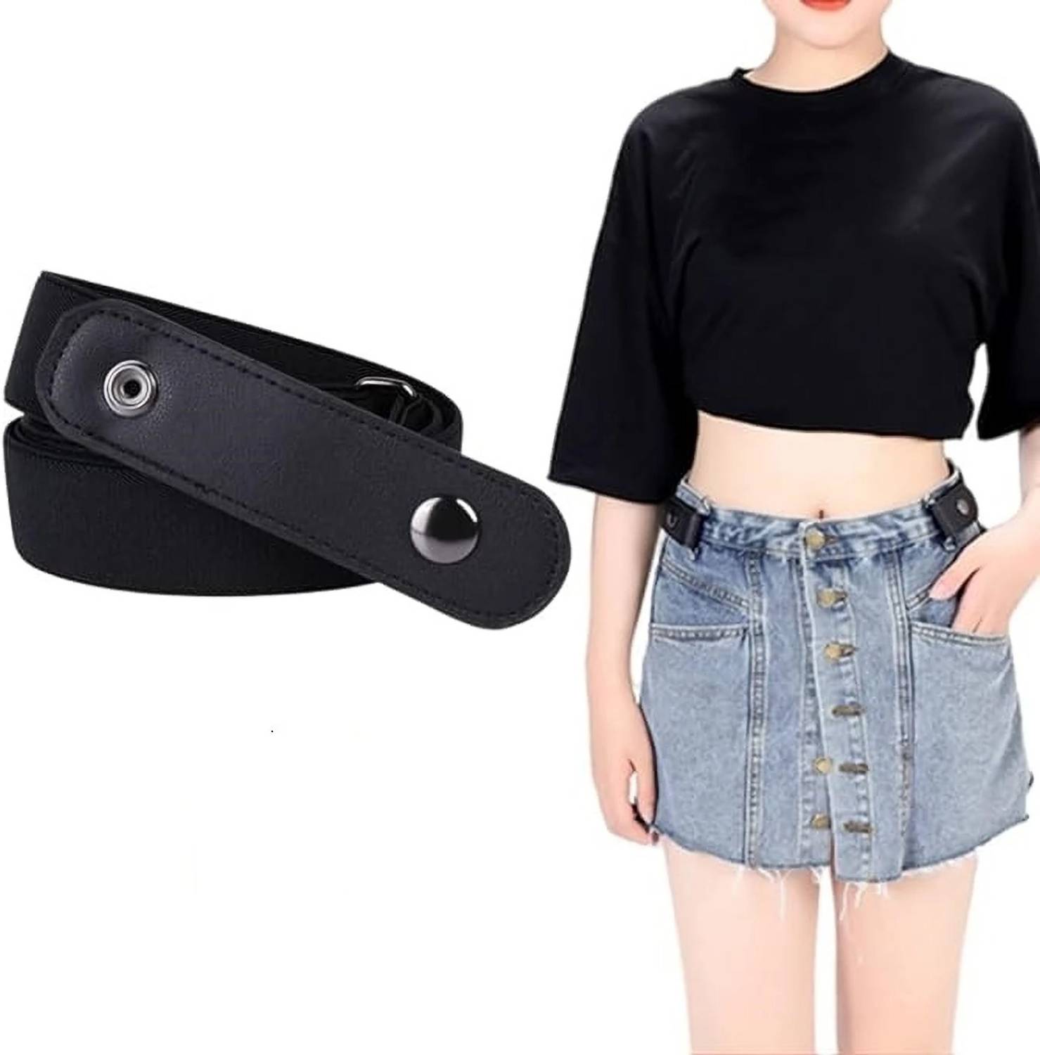 BBBIKINI Women Casual, Evening, Formal, Party Black Fabric Reversible Belt