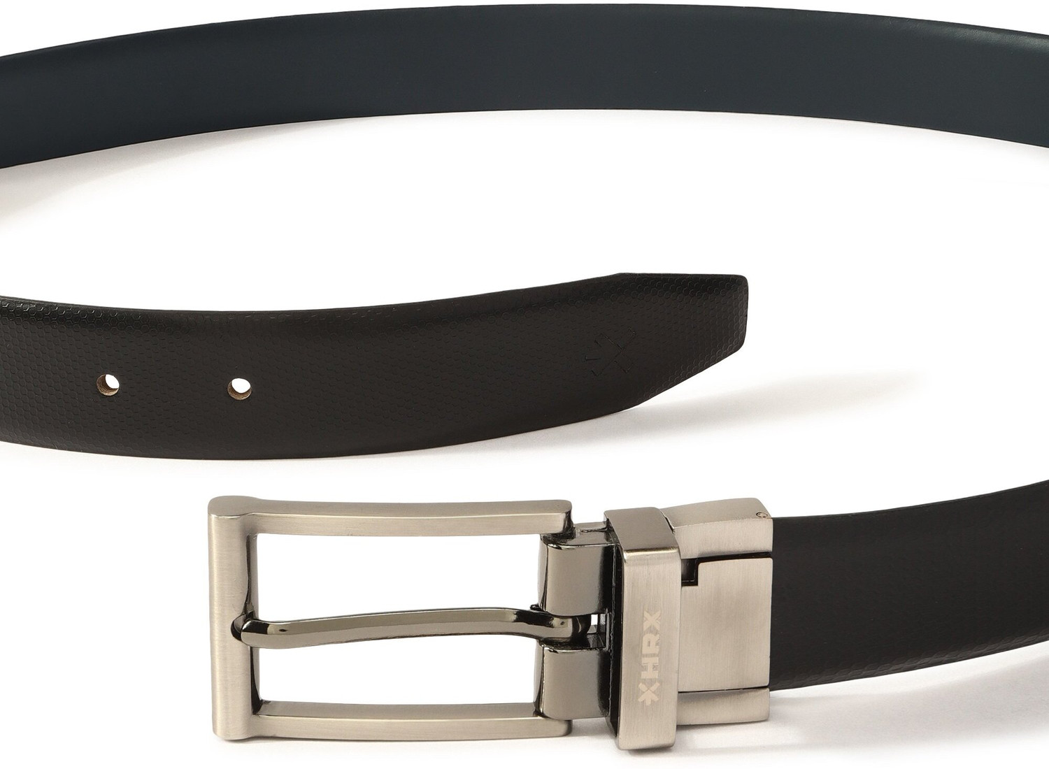Image of HRX by Hrithik Roshan Men Formal Black Genuine Leather Belt