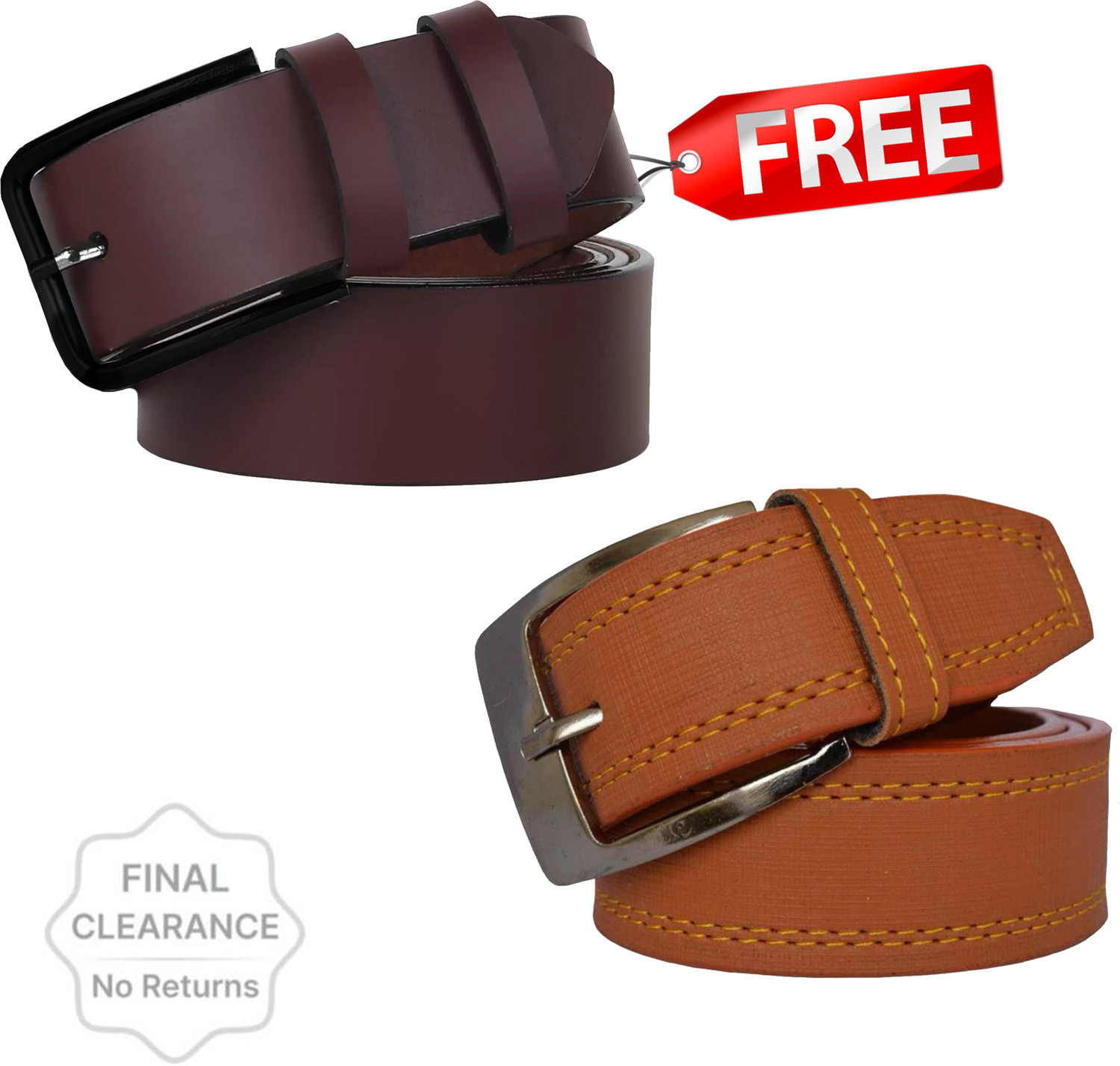Image of Kalsi Men Brown, Tan Artificial Leather Belt