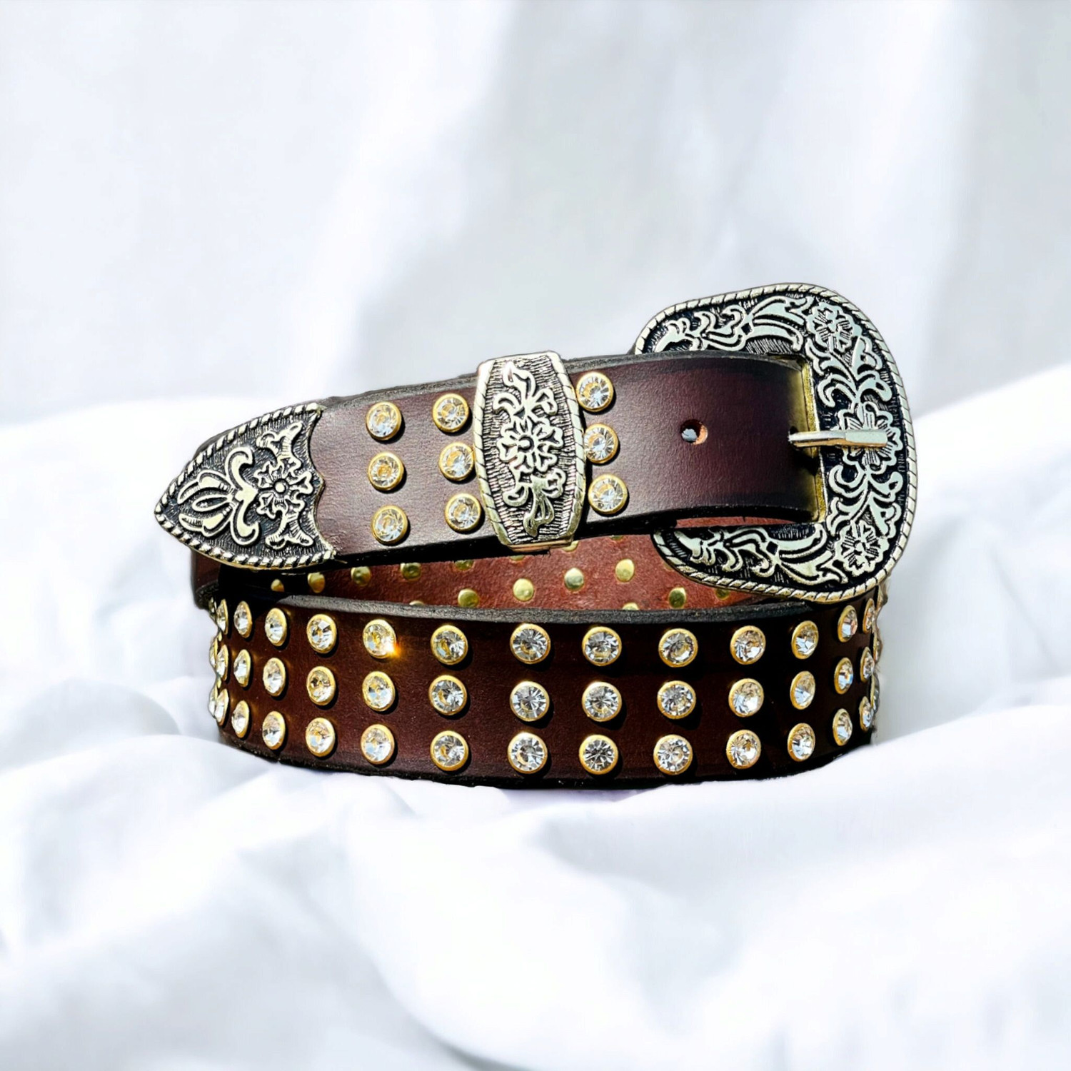 Image of Storeamore Men Casual, Party, Evening Brown Genuine Leather Belt