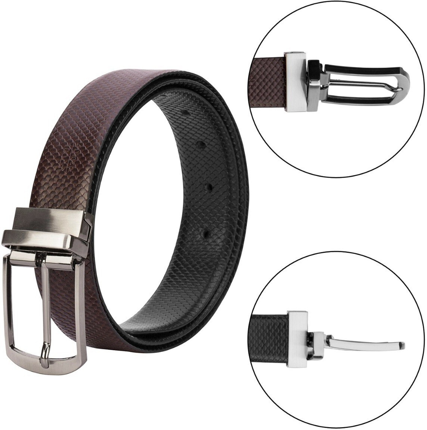 Image of SeeandWear Men Formal, Casual, Evening Black Genuine Leather Reversible Belt