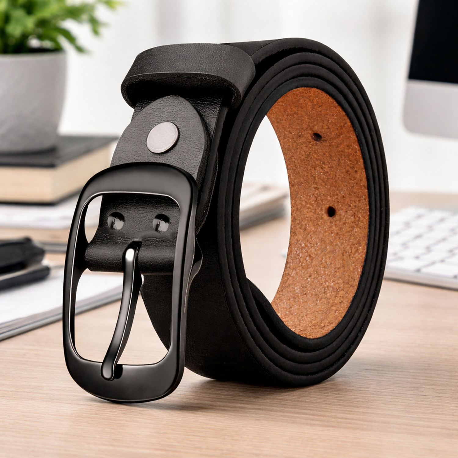 Image of KILLER Men & Women Casual, Formal Black Artificial Leather Belt