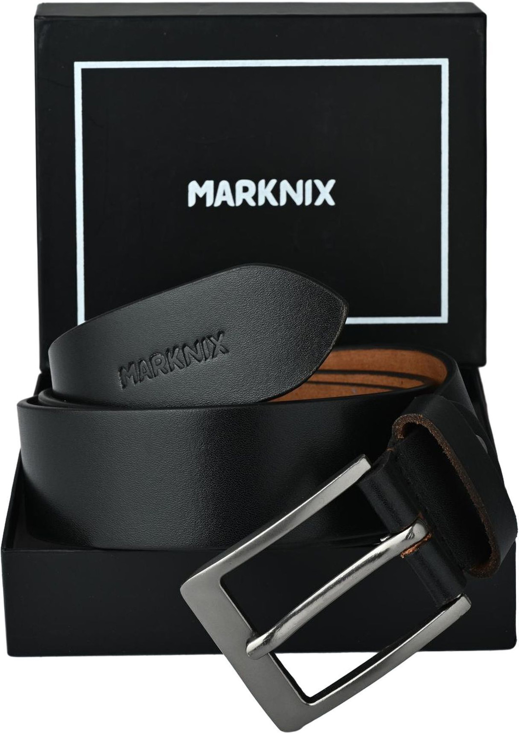 Image of MARKNIX Men Casual, Evening, Formal, Party Black Genuine Leather Belt
