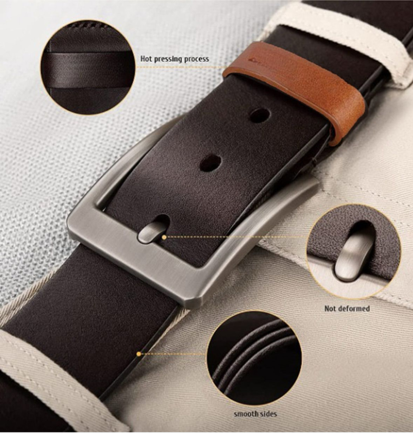 Image of PROVOGUE Men Formal, Casual, Party Brown Genuine Leather Belt