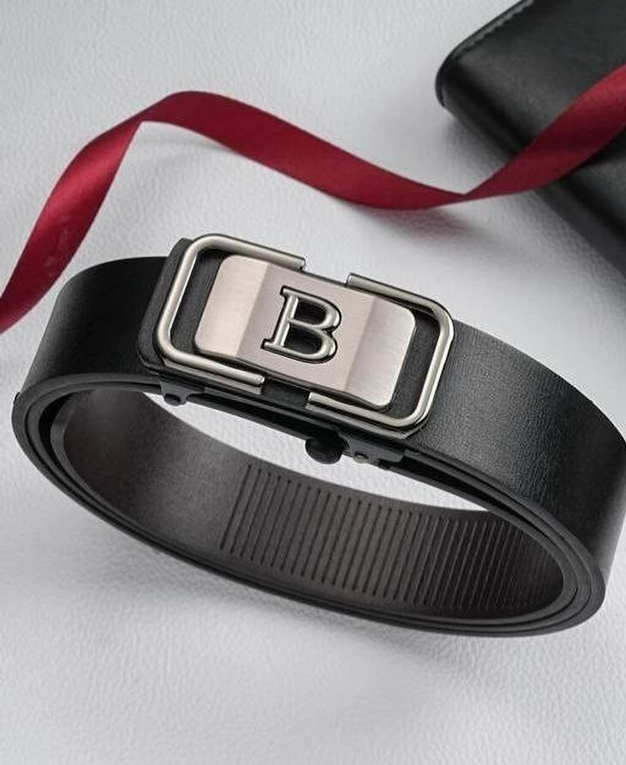 Image of Hushahide Men Casual, Formal Black Texas Leatherite, Artificial Leather Belt