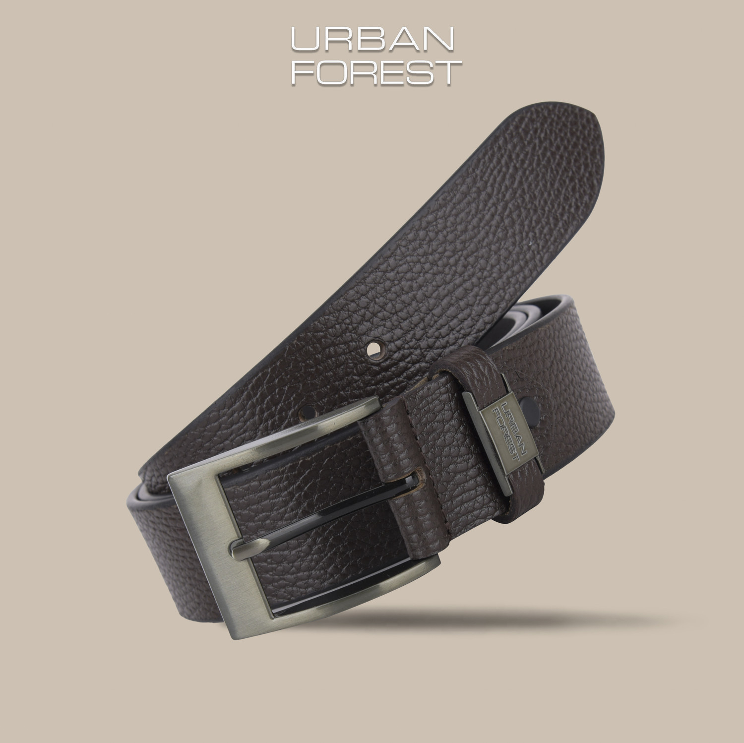 Image of URBAN FOREST Men Casual Brown Genuine Leather Belt