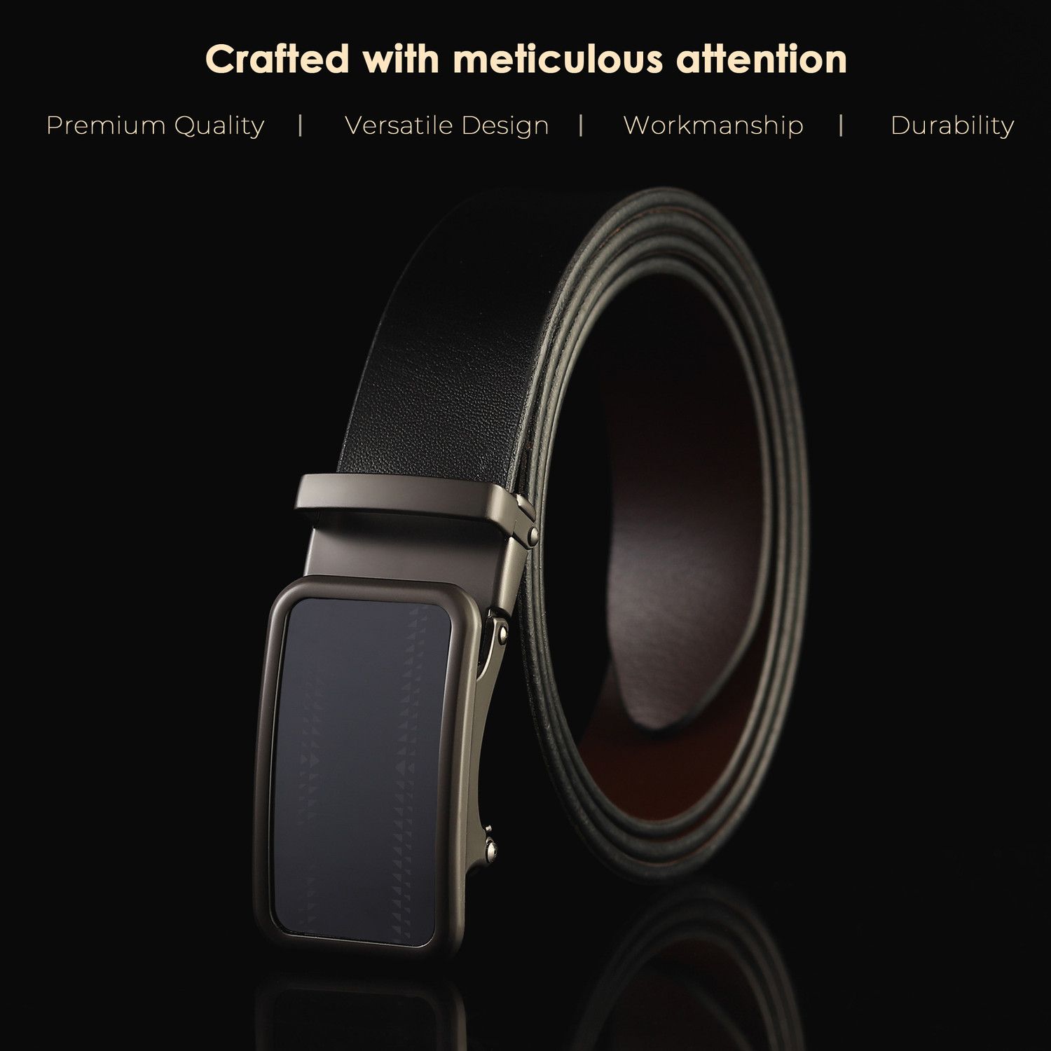 Image of LOOPA Men Formal Black Genuine Leather Reversible Belt