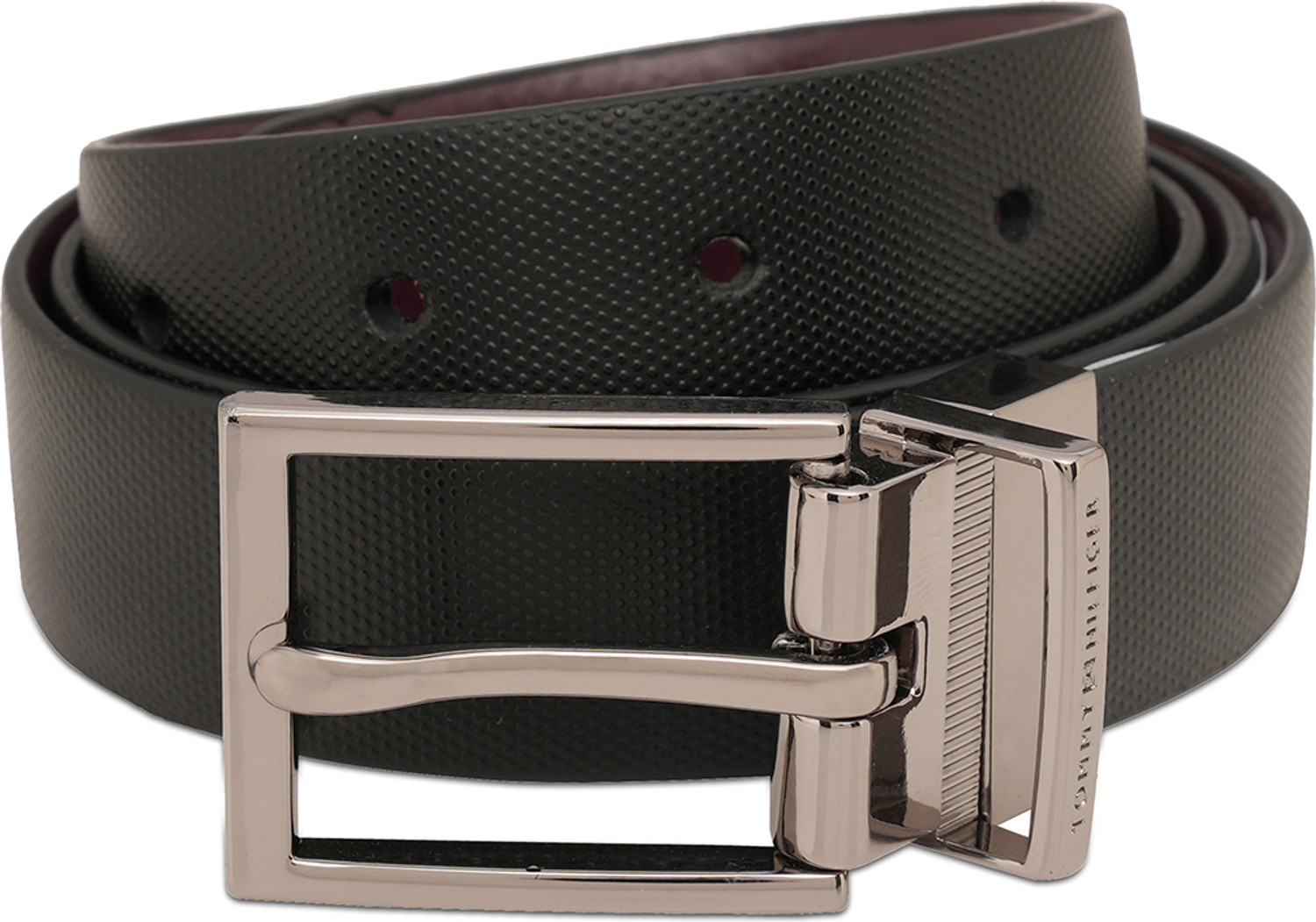 Image of TOMMY HILFIGER Men Black Genuine Leather Reversible Belt