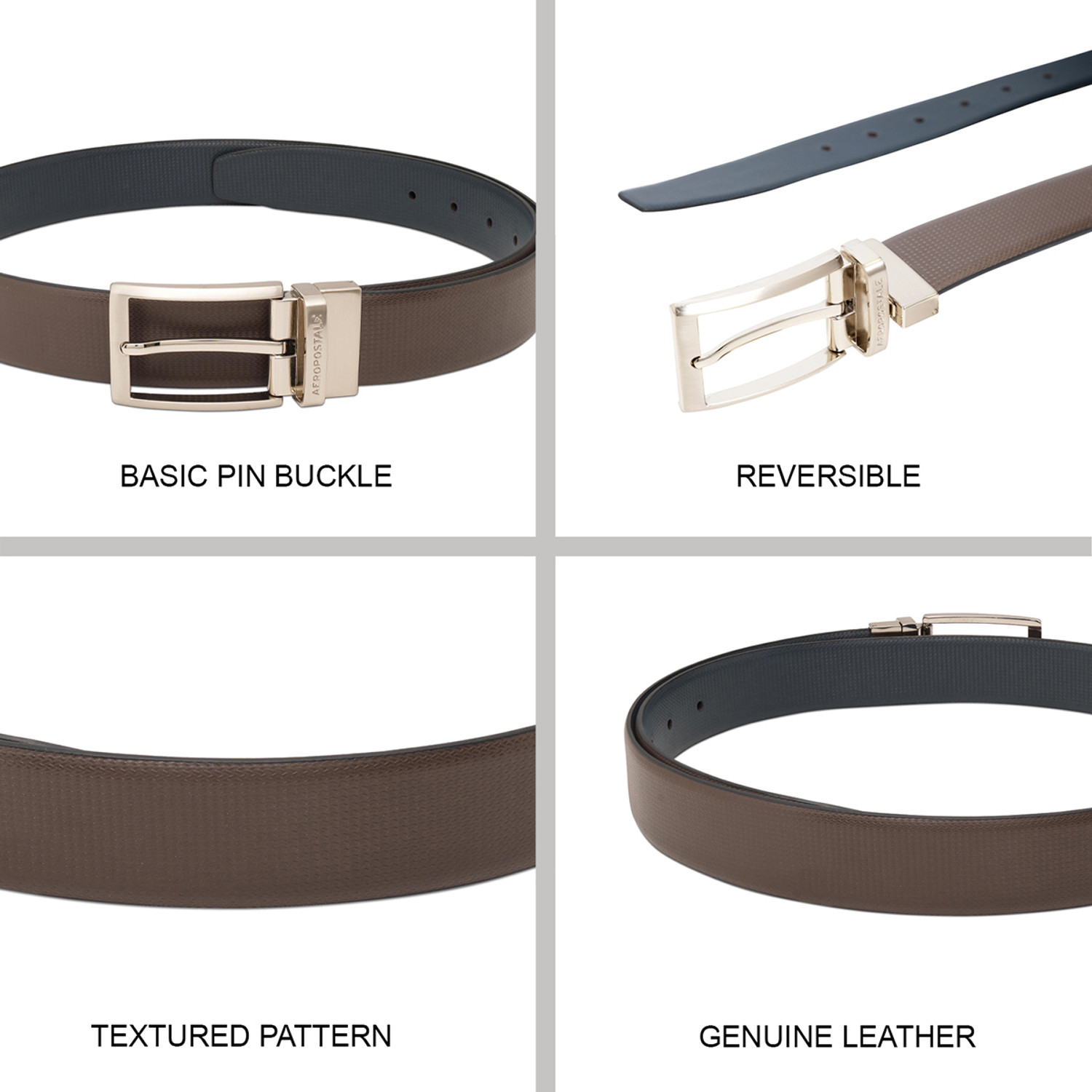 Image of AEROPOSTALE Men Casual Brown Genuine Leather Reversible Belt