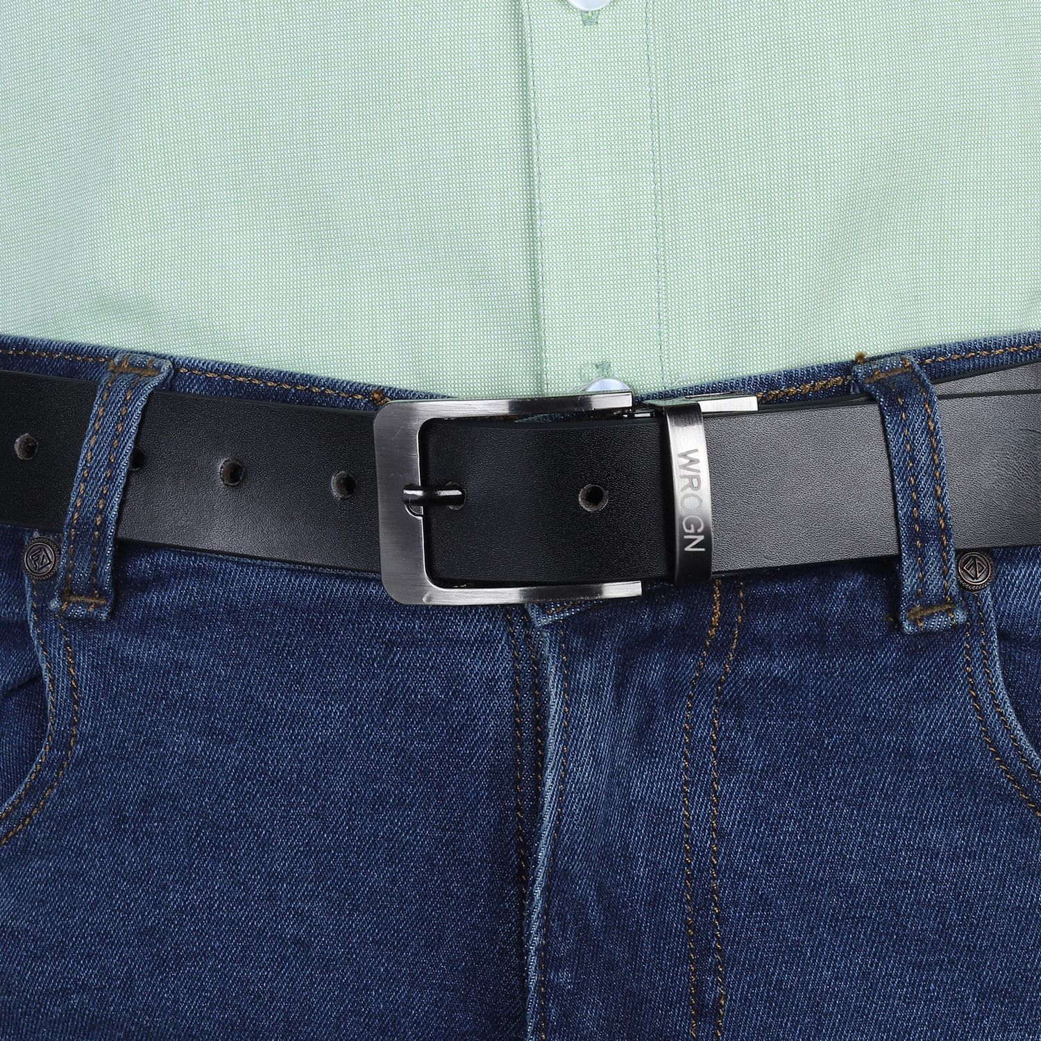 Image of WROGN Men Evening, Party, Formal, Casual Black, Brown Genuine Leather Reversible Belt