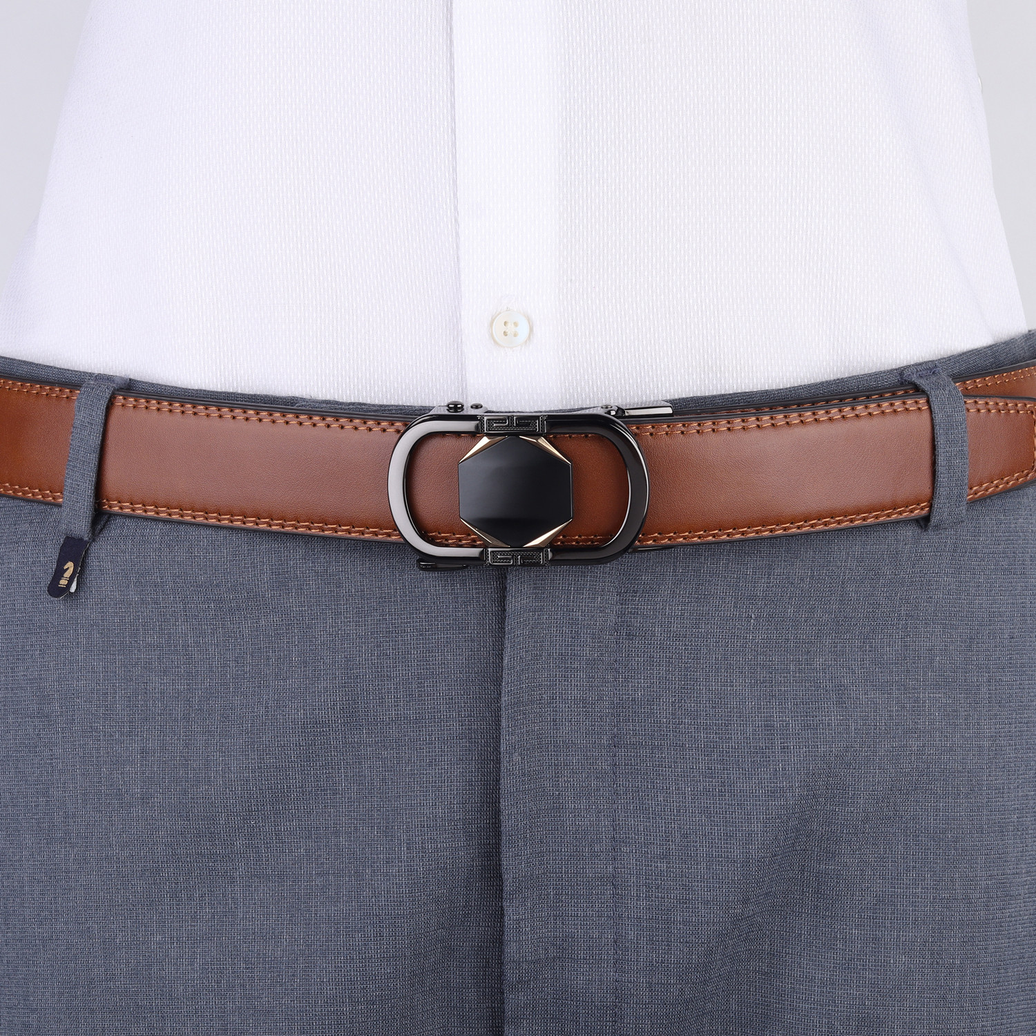 Image of WROGN Men Formal, Evening, Casual, Party Tan Texas Leatherite Belt