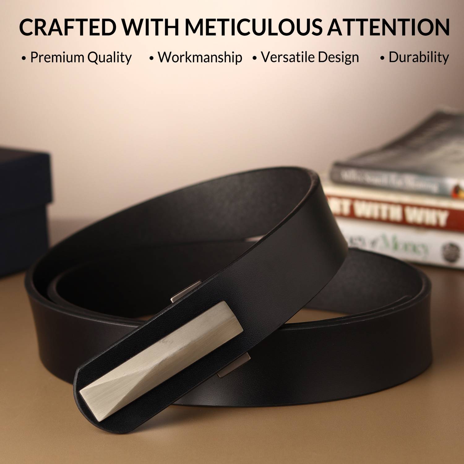 LOOPA Men Black Genuine Leather Belt - Image 3