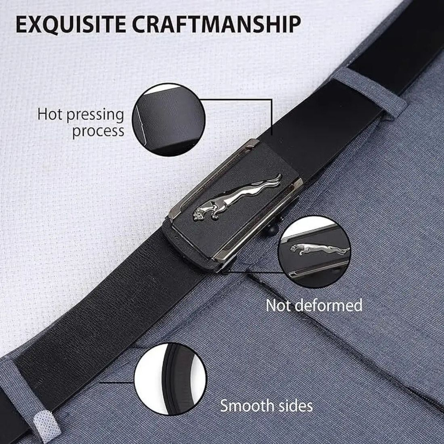 Image of FINEHIDES INDIA Men Formal, Party, Evening, Casual Black Texas Leatherite Belt