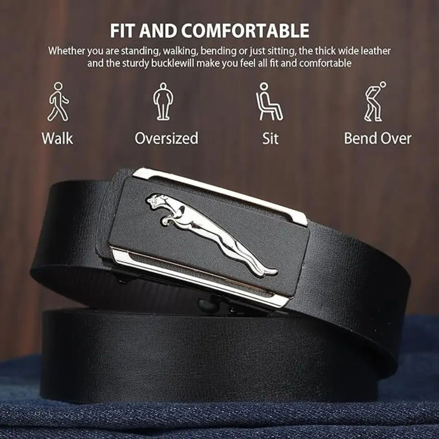 Image of FINEHIDES INDIA Men Formal, Party, Evening, Casual Black Texas Leatherite Belt