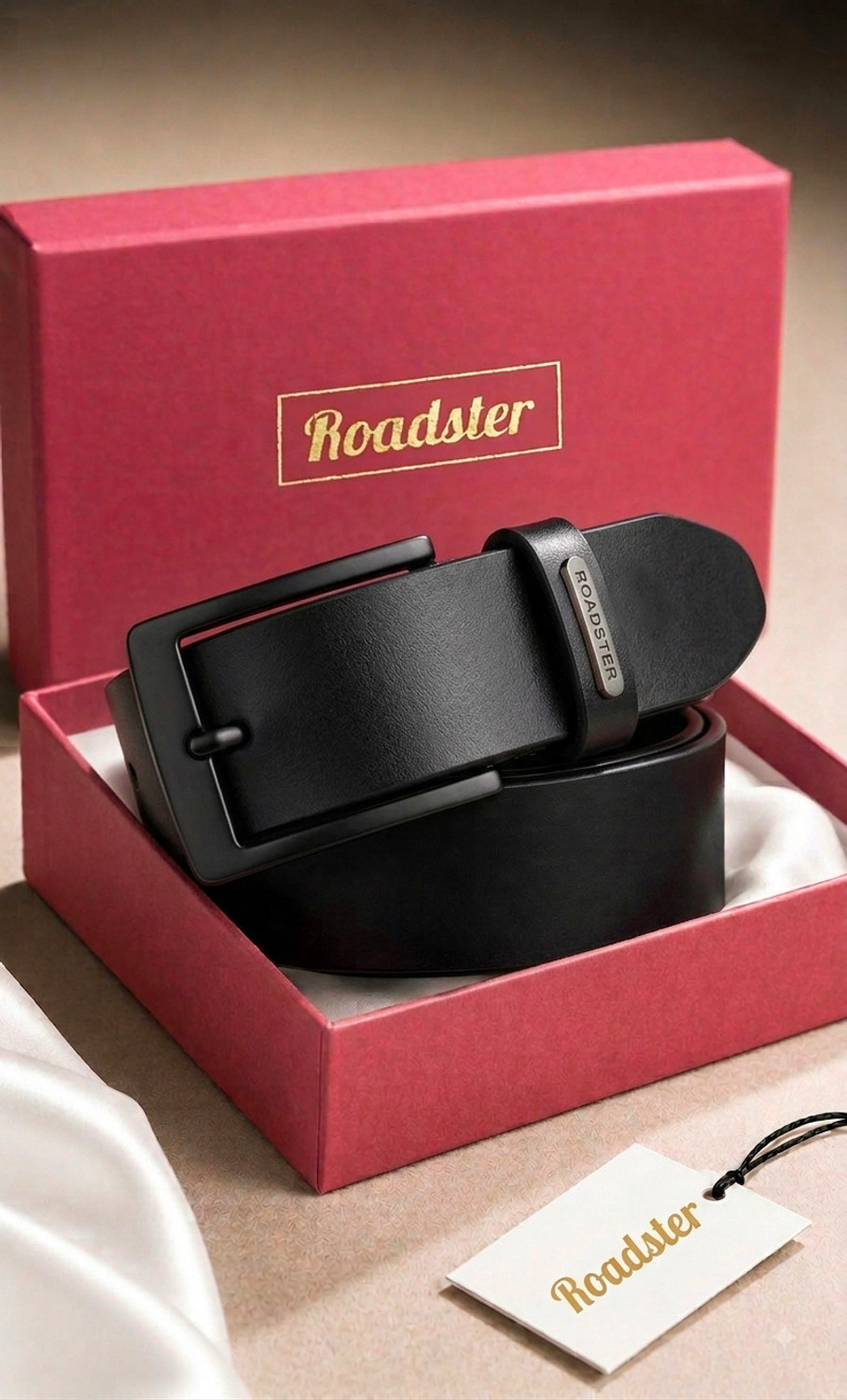 Image of Roadster Men Formal, Casual Black Genuine Leather Belt