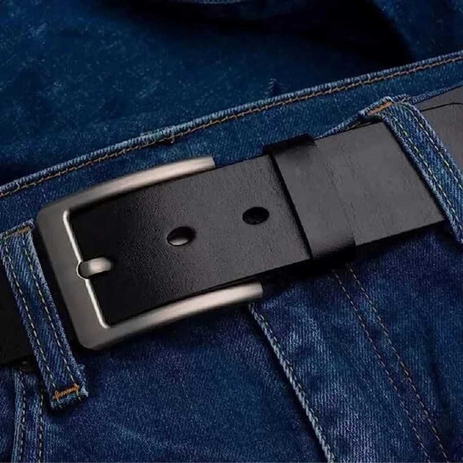 Image of Roadster Men & Women Casual, Evening, Formal, Party Black Genuine Leather Belt