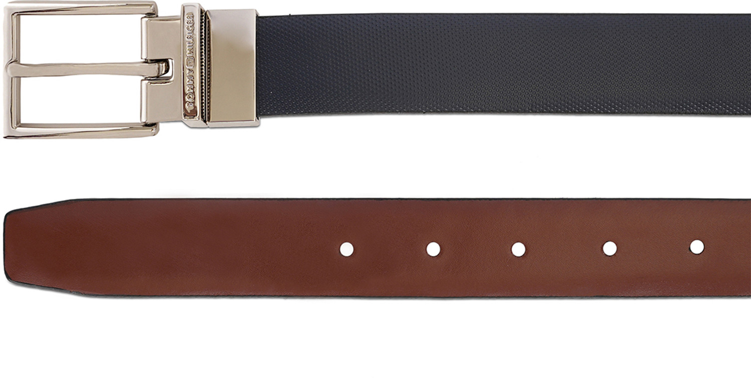 Image of TOMMY HILFIGER Men Blue Genuine Leather Reversible Belt