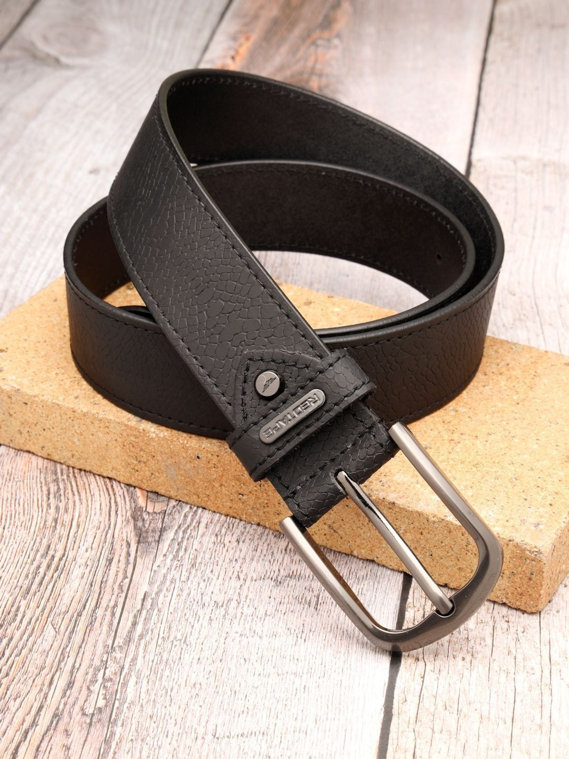 Image of RED TAPE Men Formal Black Genuine Leather Belt