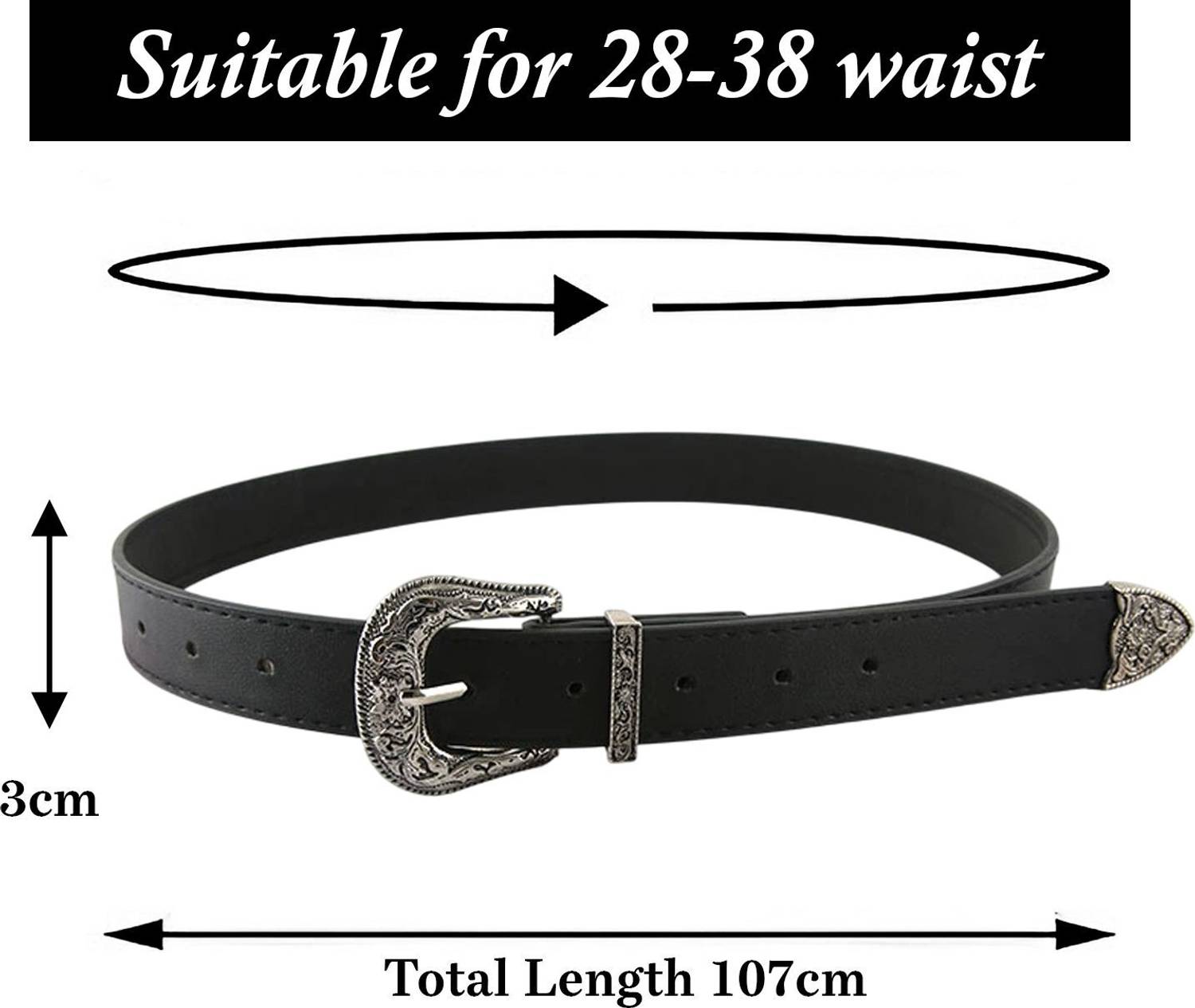 SYGA Women Black Genuine Leather Belt - Image 5