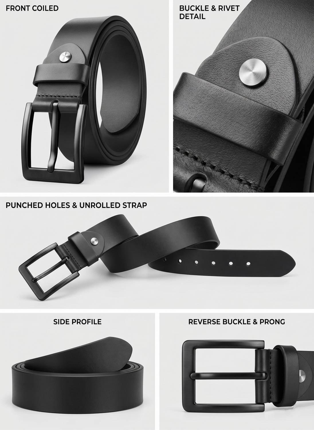 Roadster Men Black Leather Belt - Image 2