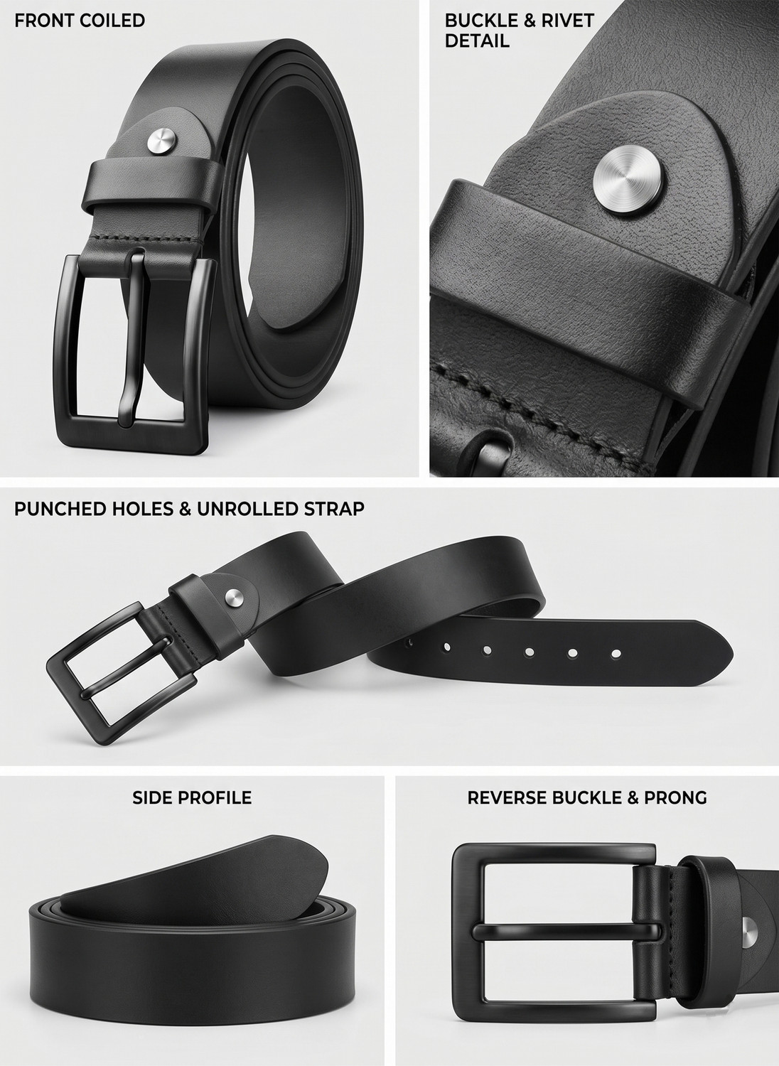 Image of Roadster Men Formal, Casual, Evening, Party Black Genuine Leather Belt