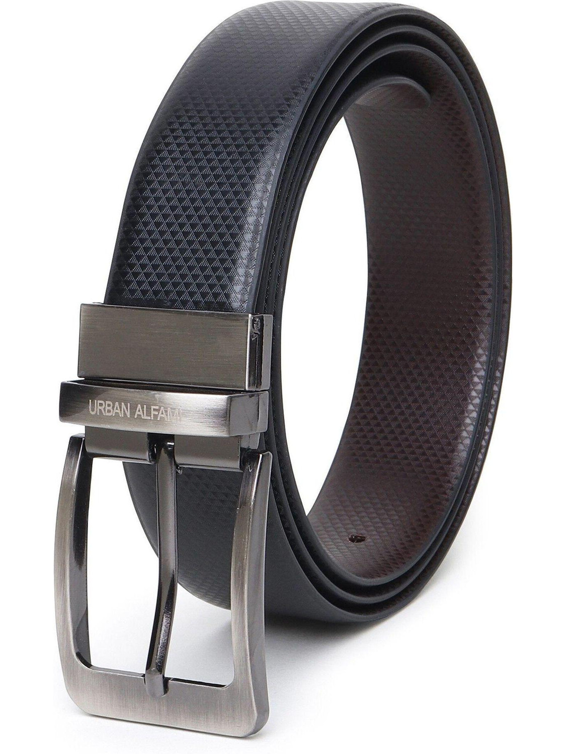 Image of URBAN ALFAMI Men Formal, Casual, Party Black, Brown Artificial Leather, Texas Leatherite Reversible Belt