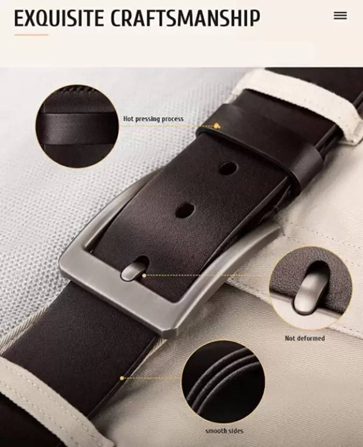 ROVERSOLE Men Black Brown Genuine Leather Belt - Image 3