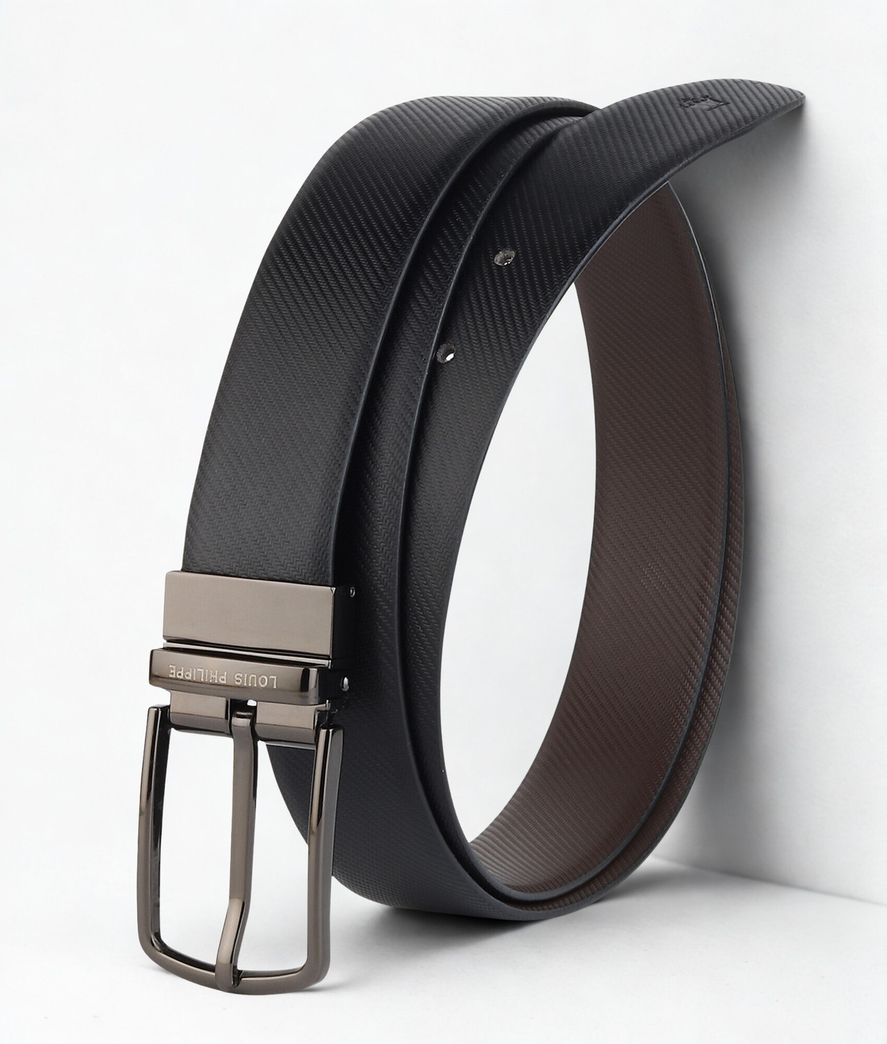Image of LOUIS PHILIPPE Men Formal, Casual Black, Brown Genuine Leather Reversible Belt