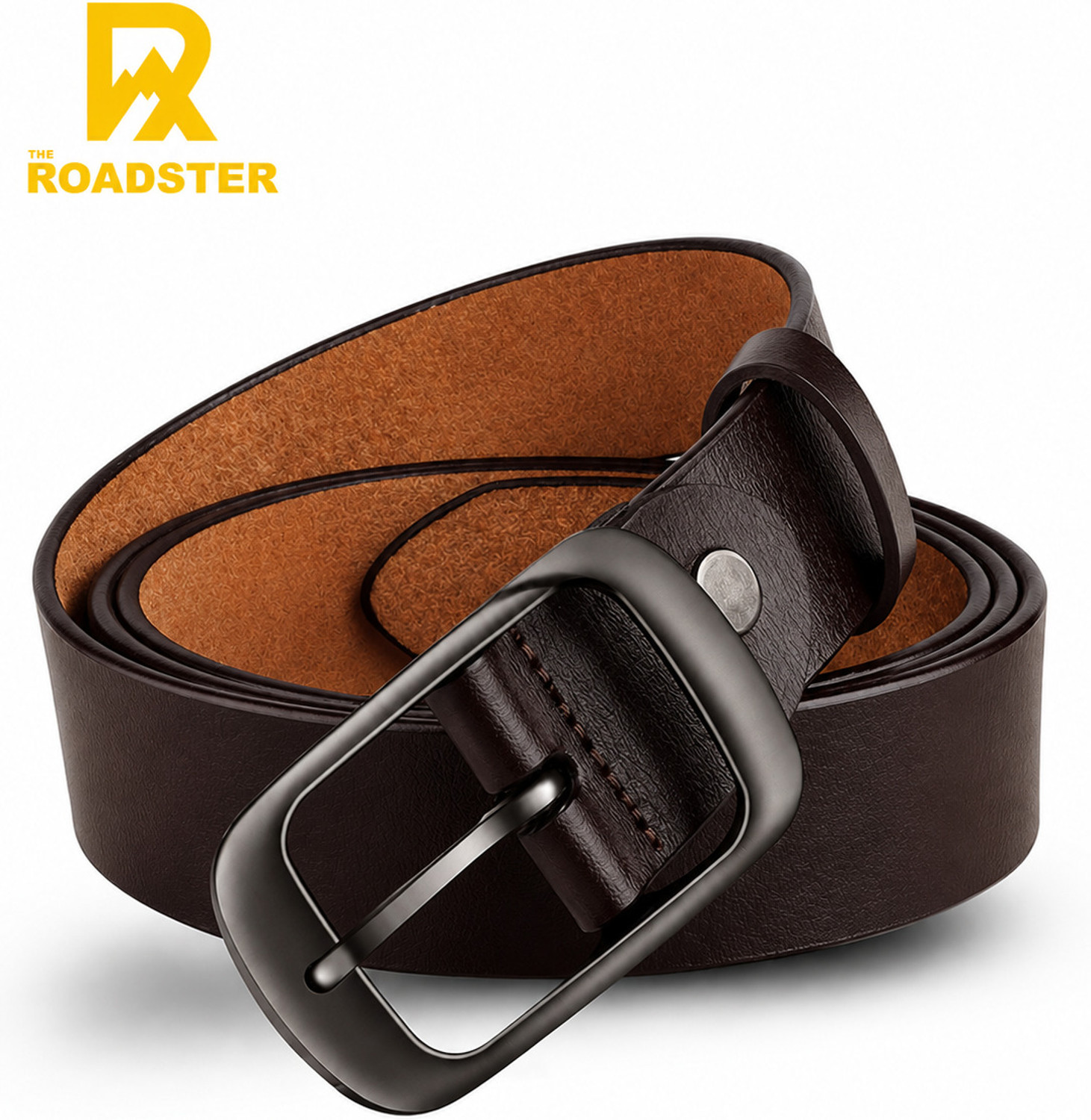 Image of Roadster Men Casual, Evening, Formal, Party Brown Genuine Leather Belt