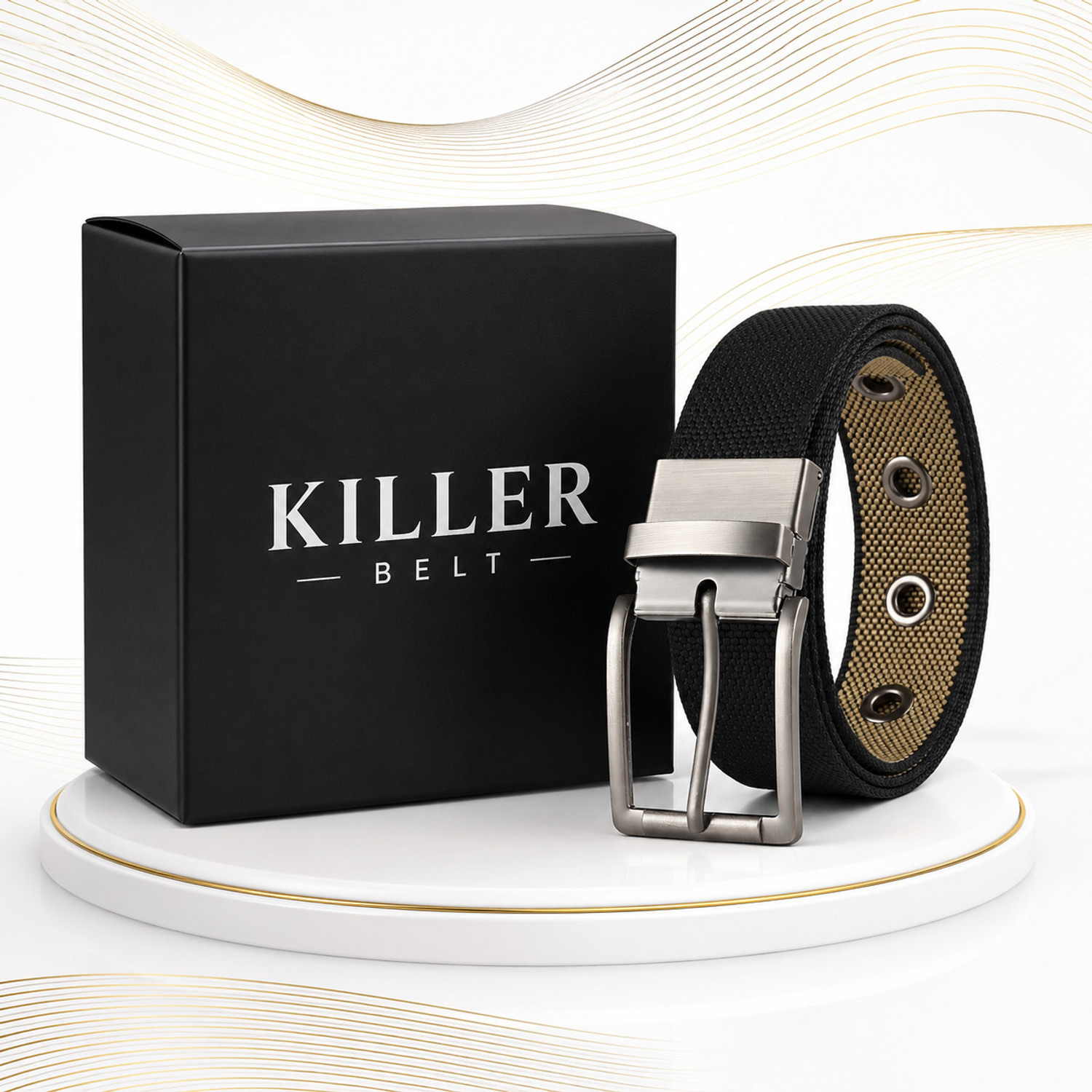 Image of KILLER Men Formal, Casual, Evening, Party Black Nylon Belt