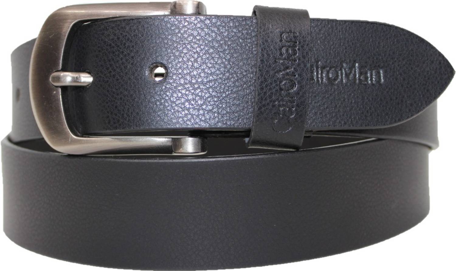 Cairoman Men Formal Black Genuine Leather Belt