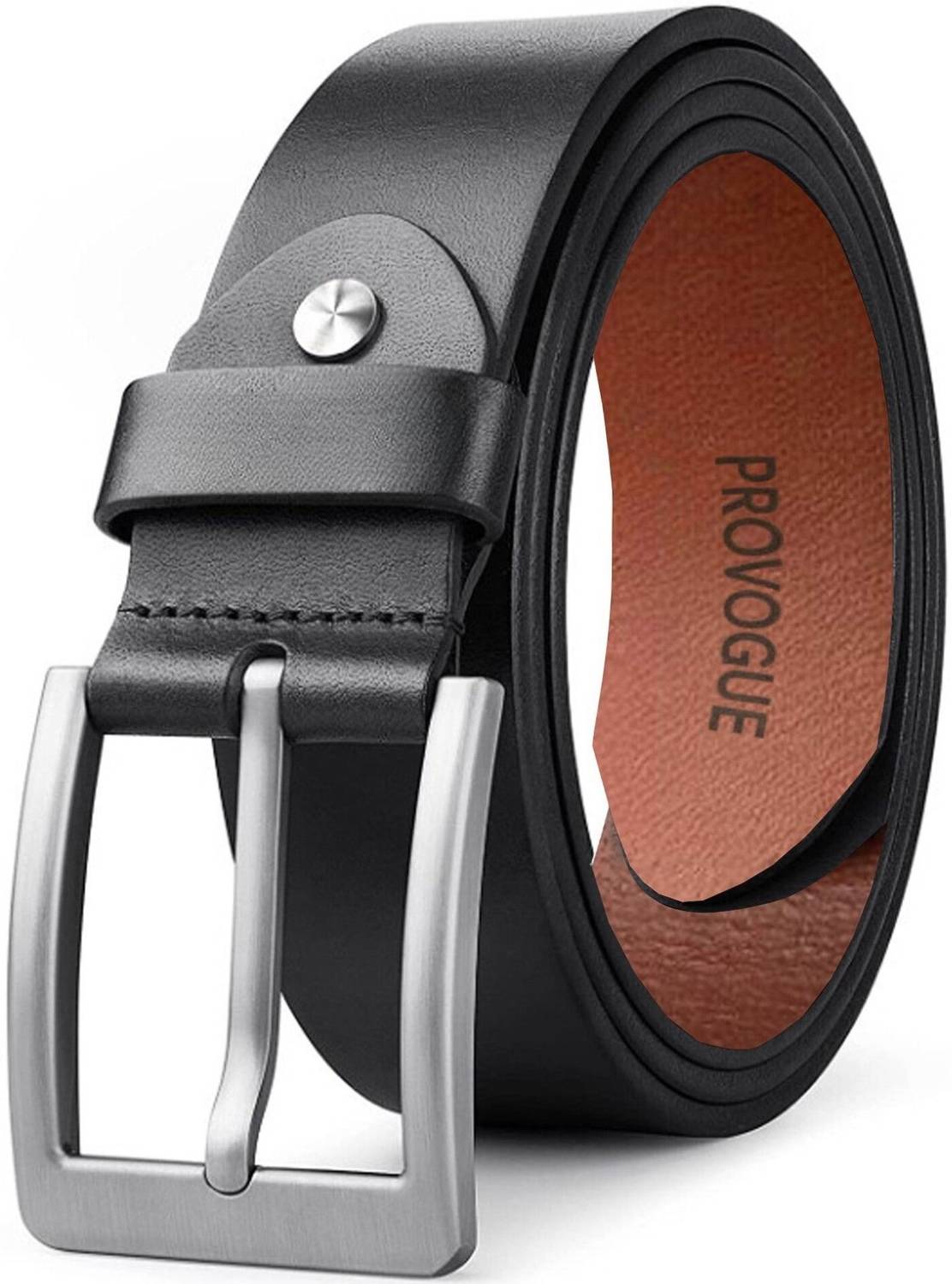 PROVOGUE Men Black Genuine Leather Belt - Image 1