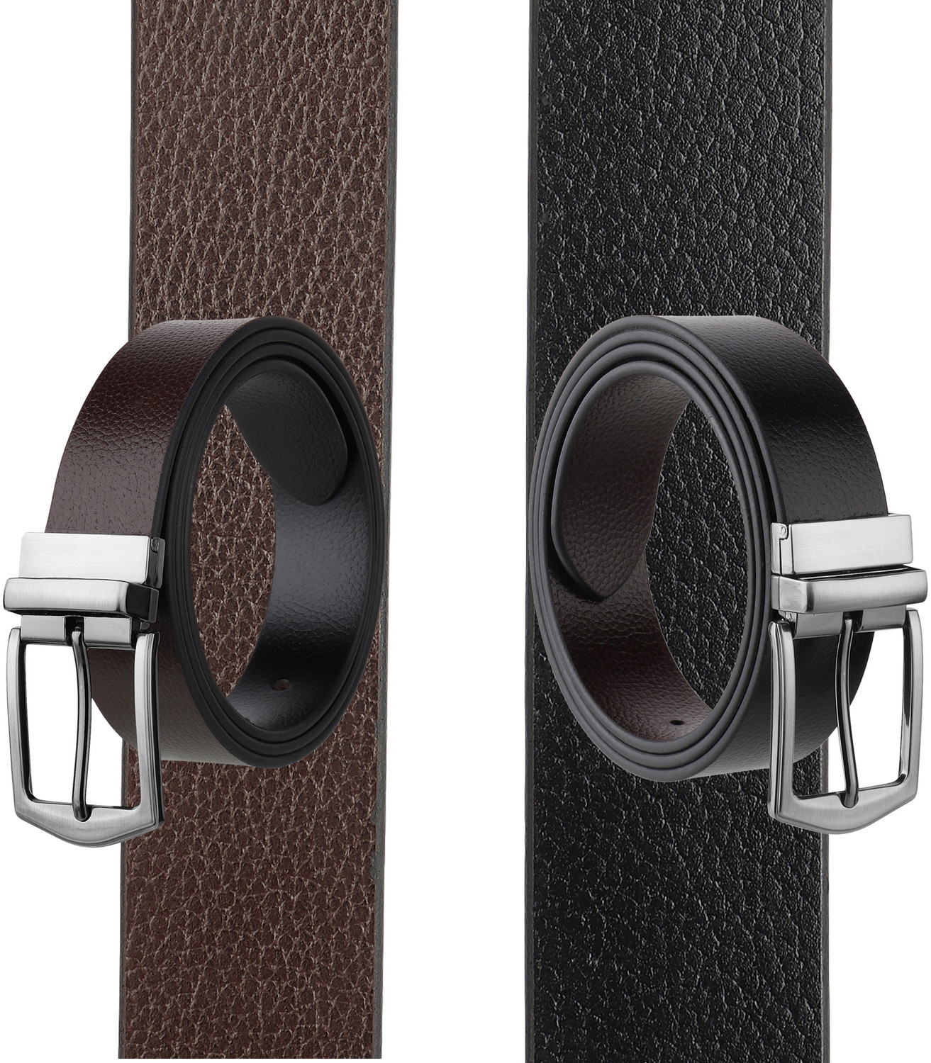 Image of Roadster Men Evening, Party, Formal, Casual Black Genuine Leather Reversible Belt