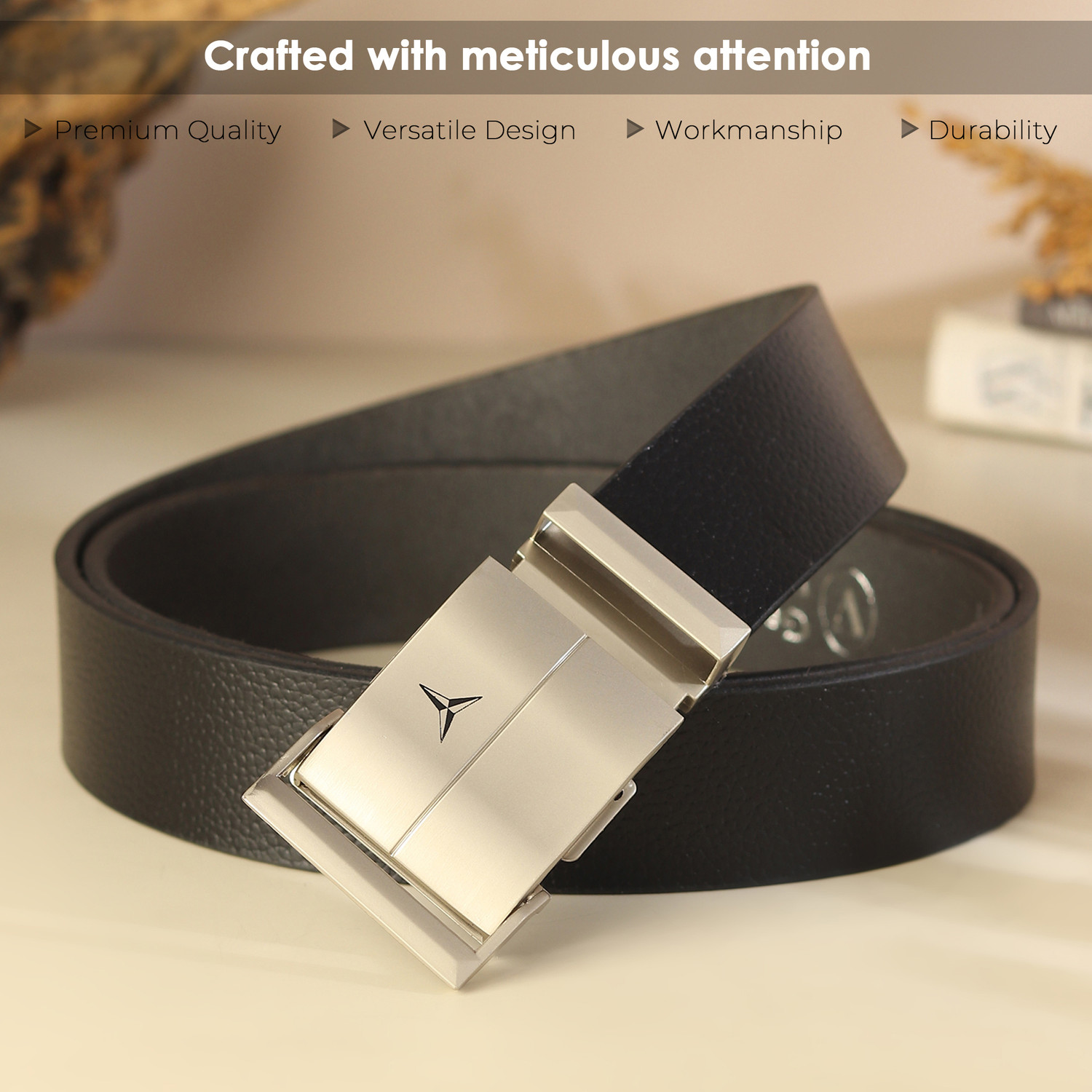 Image of WARCKS Men Formal Black Genuine Leather Belt