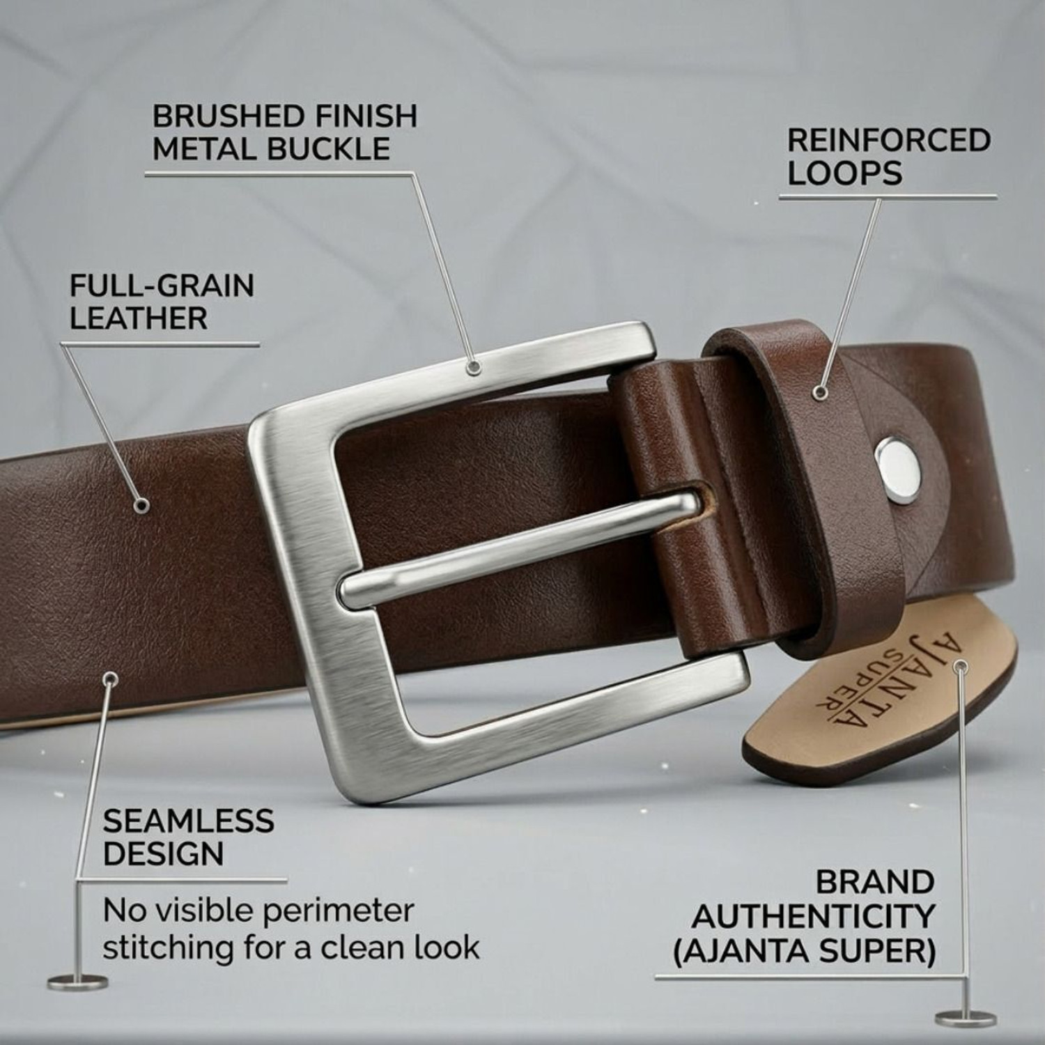 Image of Ajanta Super Men Casual, Formal Brown Genuine Leather Belt