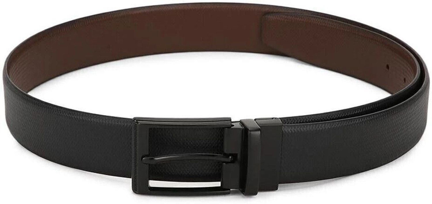 Image of Teakwood Men Formal Black, Brown Genuine Leather Reversible Belt