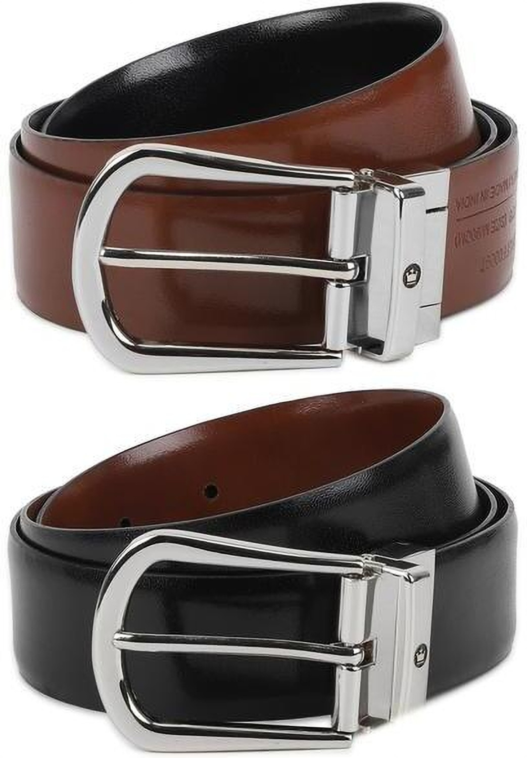 Image of LOUIS PHILIPPE Men Black Genuine Leather Belt