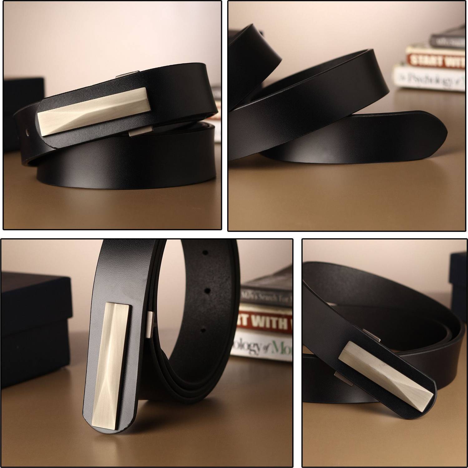 Men Formal, Casual, Evening, Party Black Artificial Leather Belt - Image 3