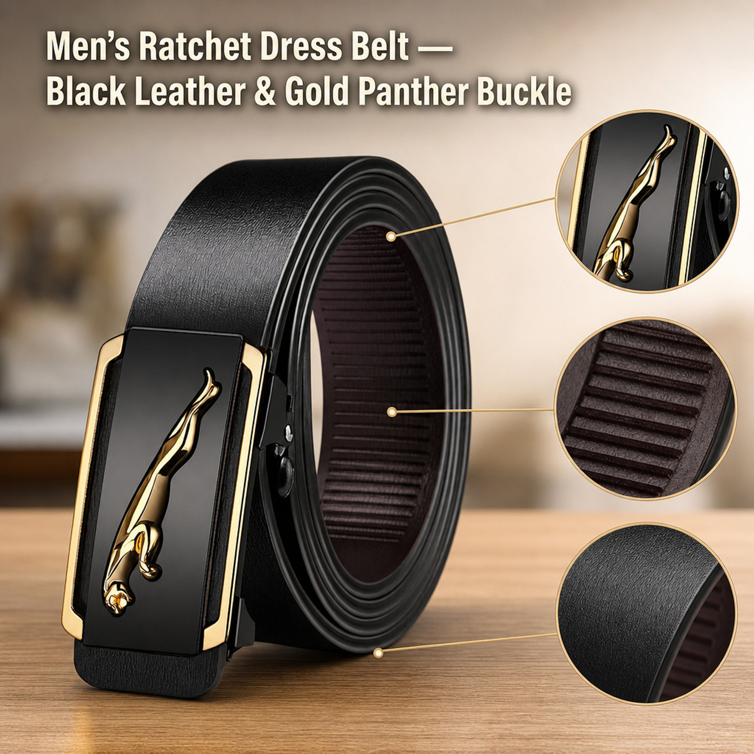 Image of Nexbelt Men Formal Black Artificial Leather, Texas Leatherite Belt