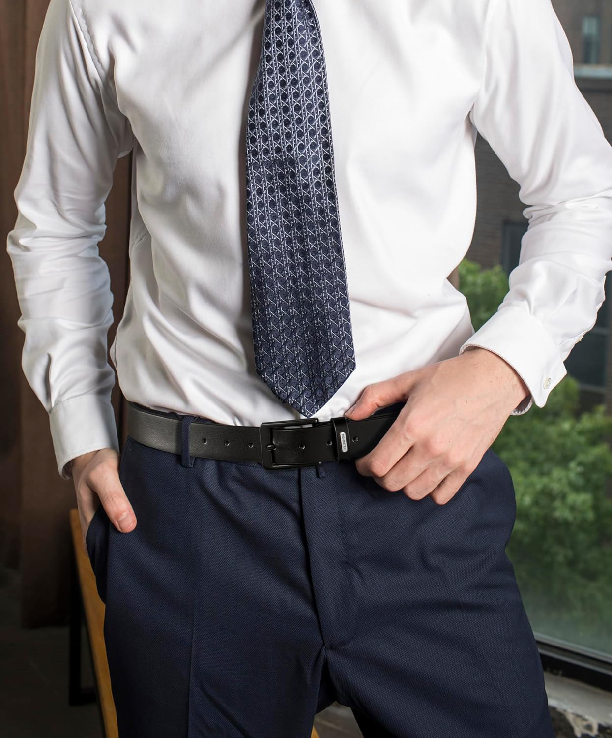 Image of Roadster Men Formal, Casual Black Genuine Leather Belt
